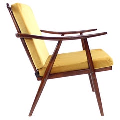 Boomerang Armchair from Ton in Gold Velvet, Czechoslovakia, 1960s