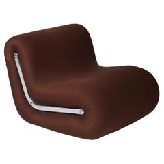 "Boomerang" brown Armchair by Rodolfo Bonetto