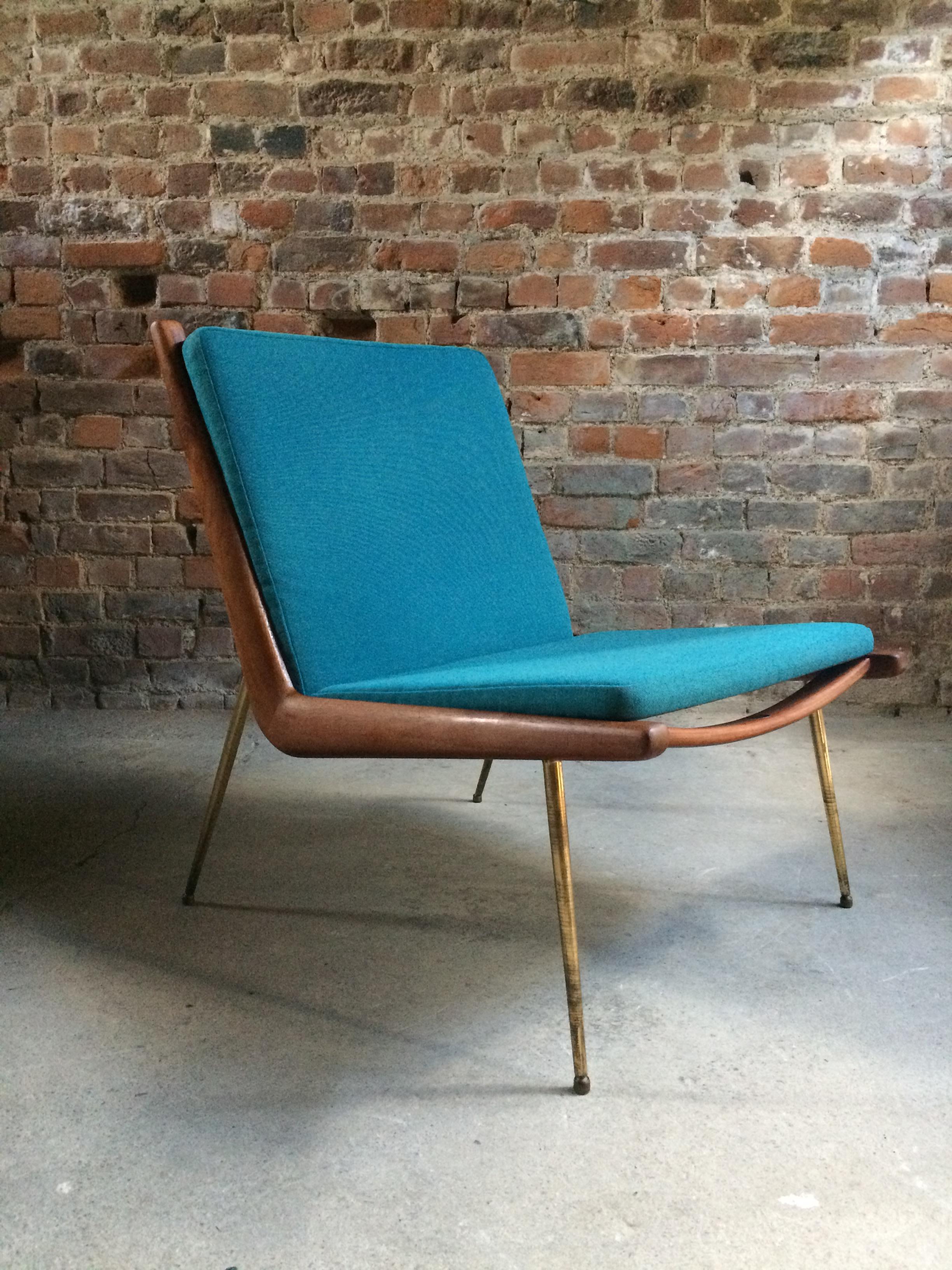 Mid-Century Modern Boomerang Chair Peter Hvidt & Orla Molgaard Nielsen France & Son 1950 Blue No.2