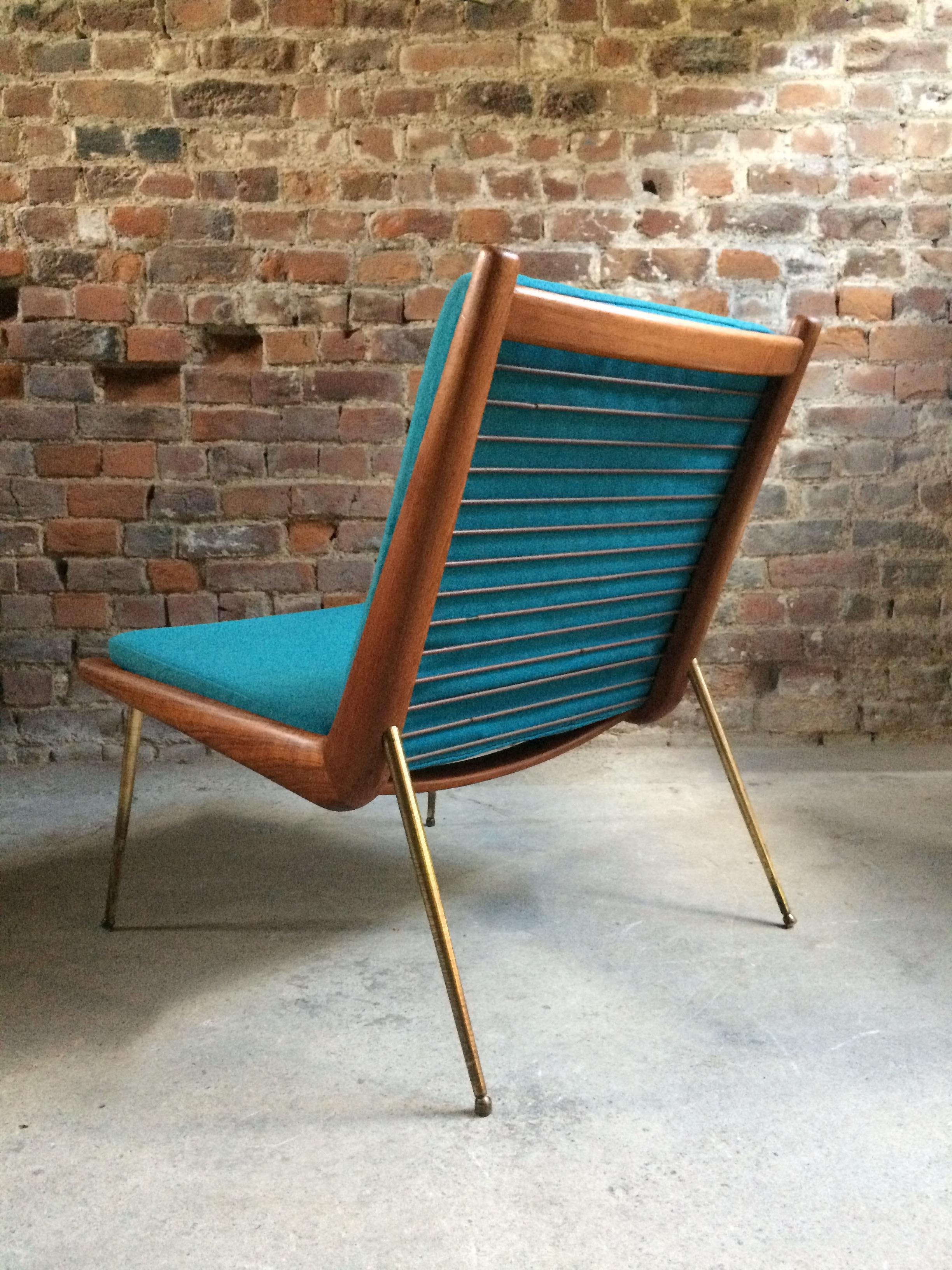 Teak Boomerang Chair Peter Hvidt & Orla Molgaard Nielsen France & Son 1950 Blue No.2