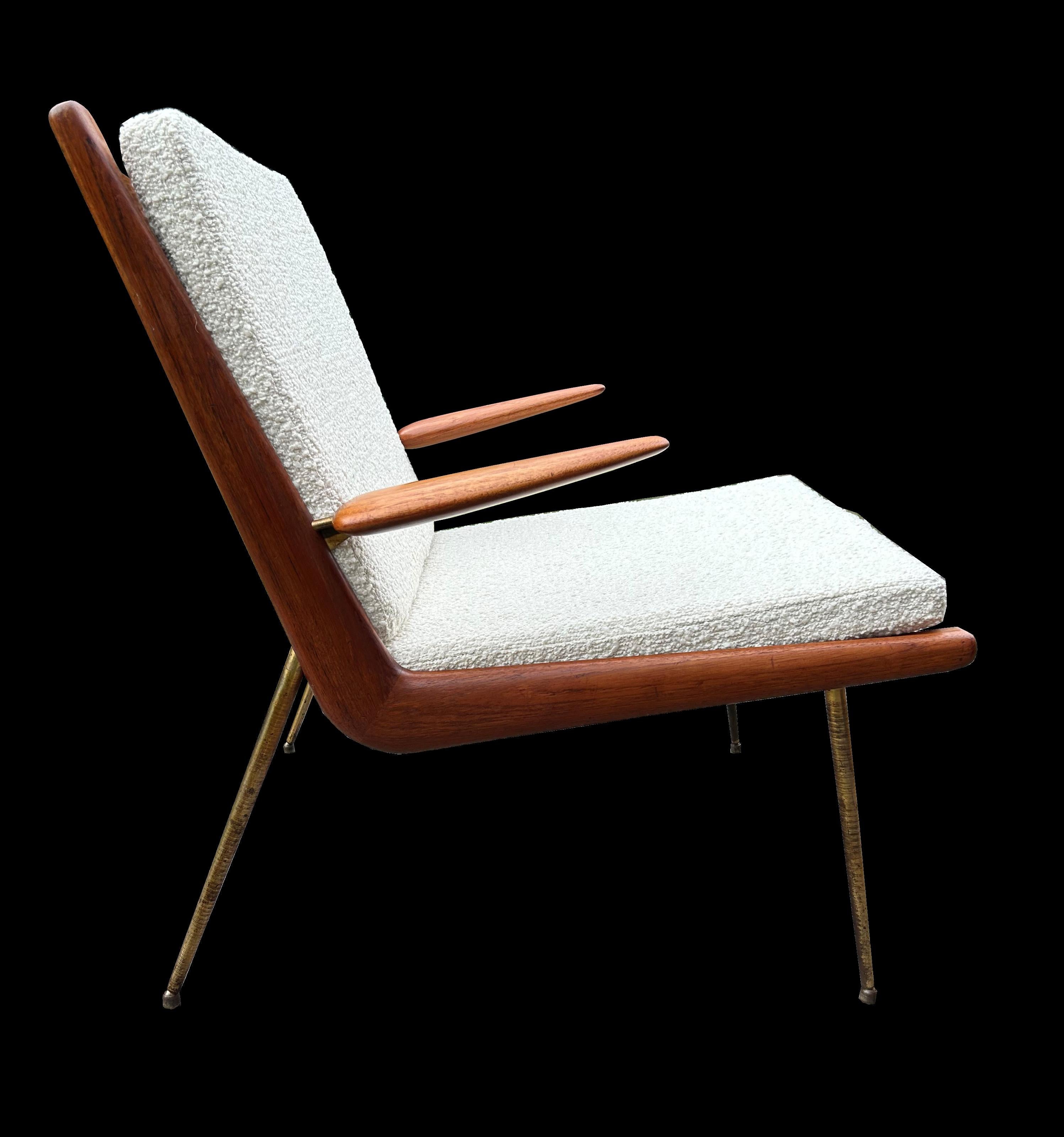 Boomerang-Stuhl mit Armen von Peter Hvidt und Orla Molgaard Nielsen (Messing) im Angebot