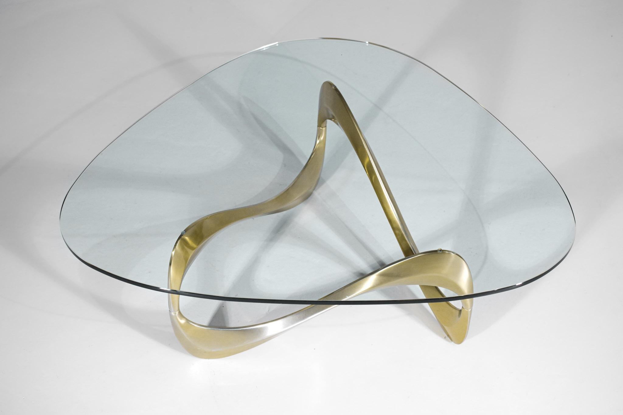 Mid-Century Modern Boomerang Coffee Table Alumium Anodised Gold 70's - F390