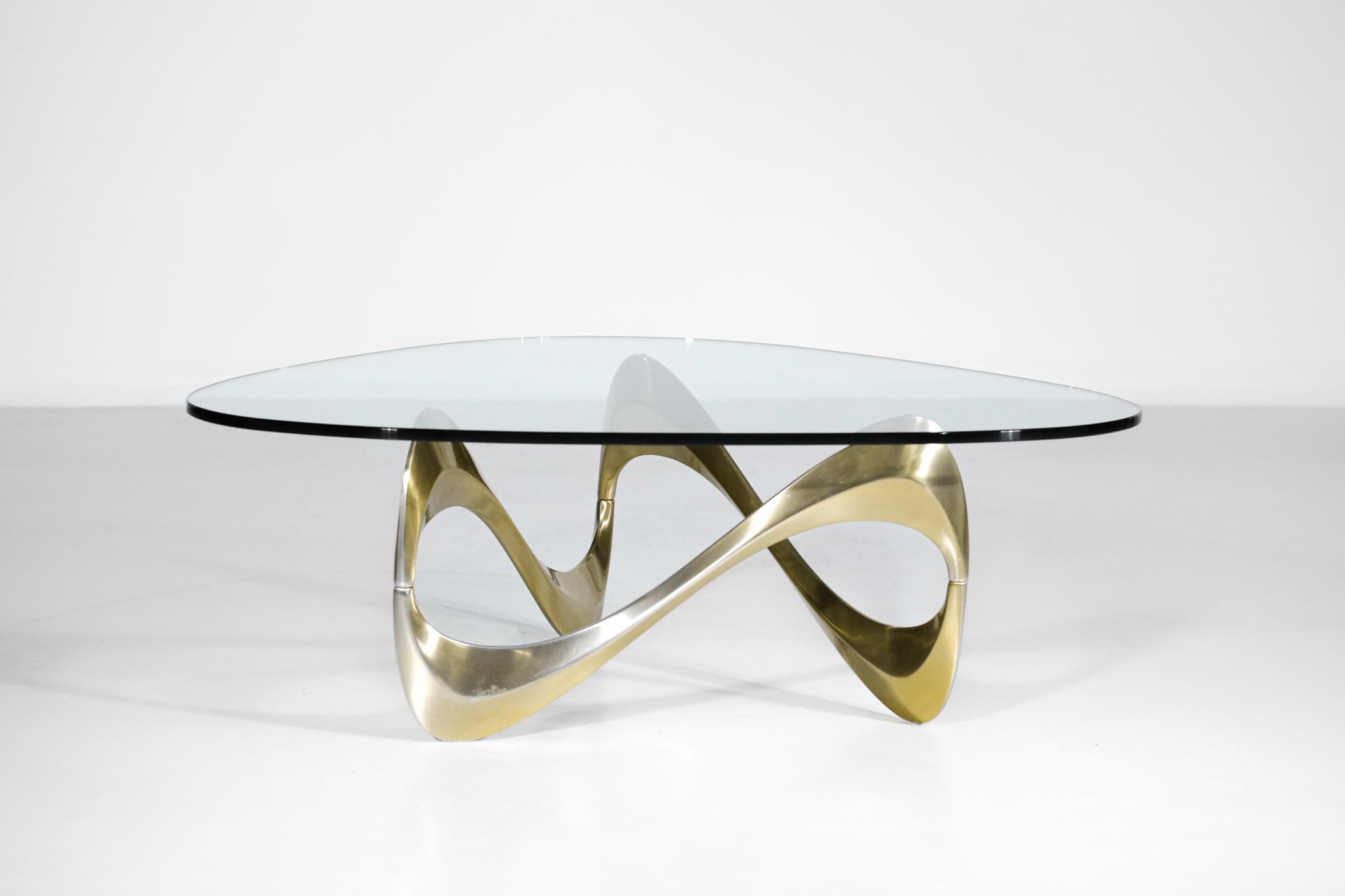 Boomerang Coffee Table Alumium Anodised Gold 70's - F390 In Good Condition In Lyon, FR