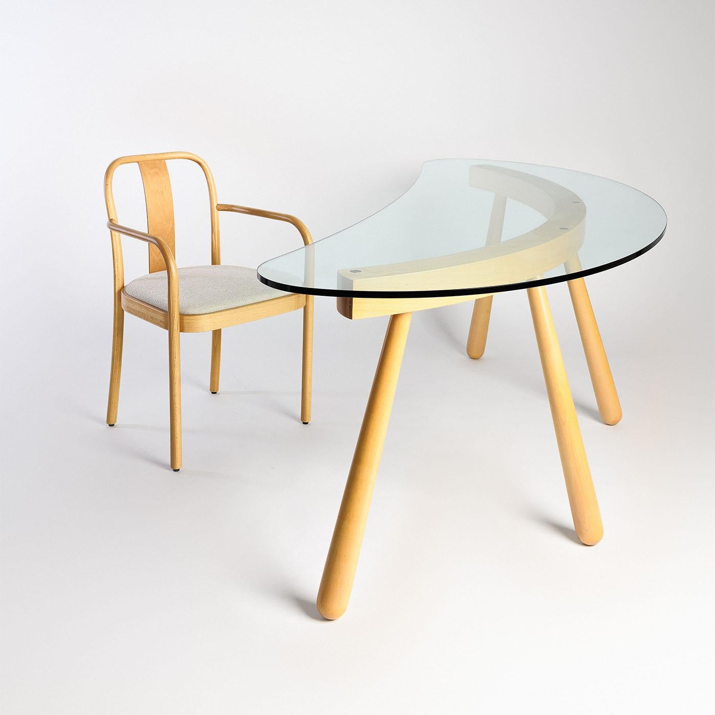 Contemporary Boomerang Curved Transparent Glass Desk by Enzo Mari For Sale