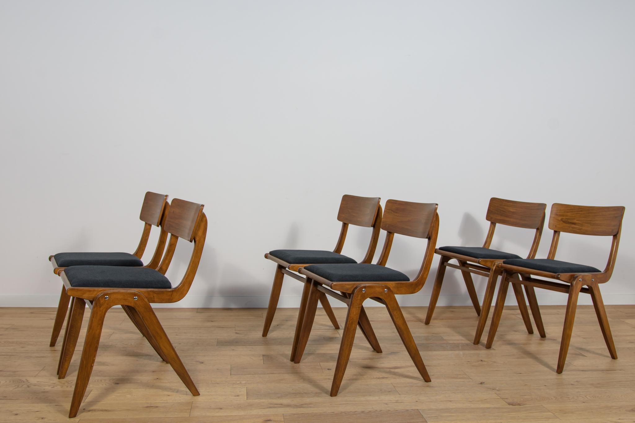 Chaises de salle à manger Boomerang de Gościcńskie Furniture Fabryki, 1960, ensemble de 6 Excellent état - En vente à GNIEZNO, 30