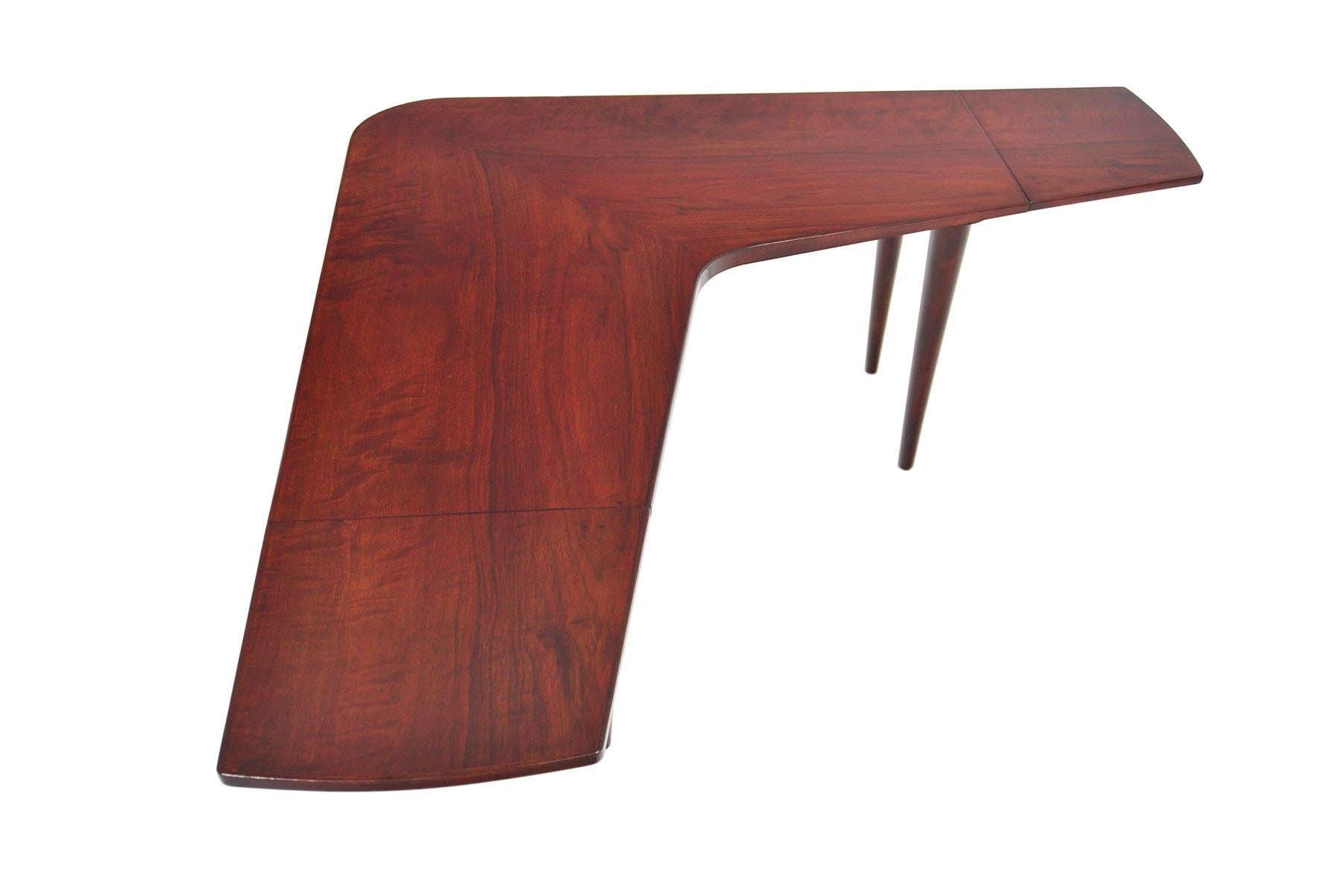 Danish Boomerang Mahogany Drop-Leaf Coffee table by Edvard Valentinsen