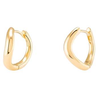 Boomerang Mini Hoops 18K Solid Gold For Sale