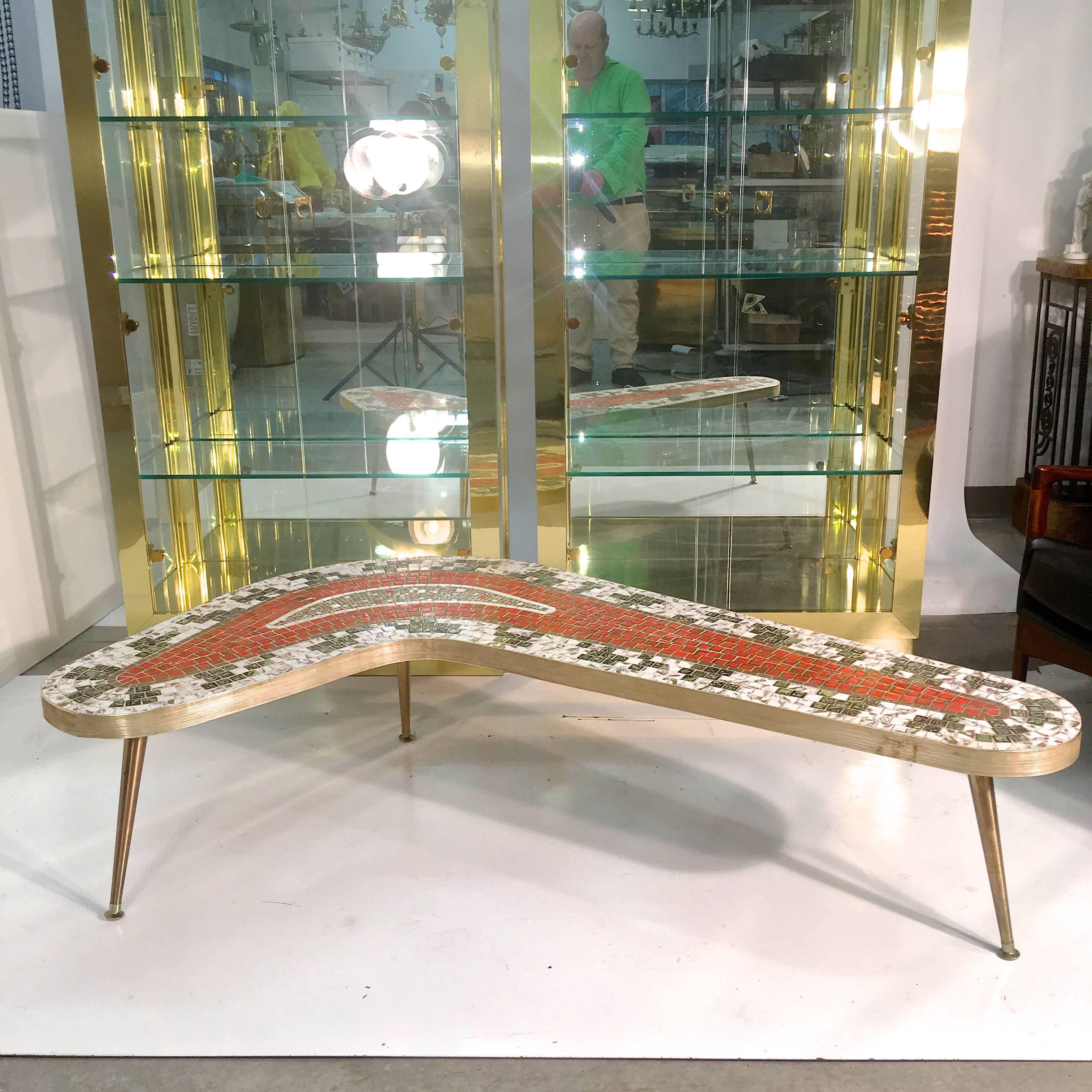 American Boomerang Mosaic Tile Cocktail Table