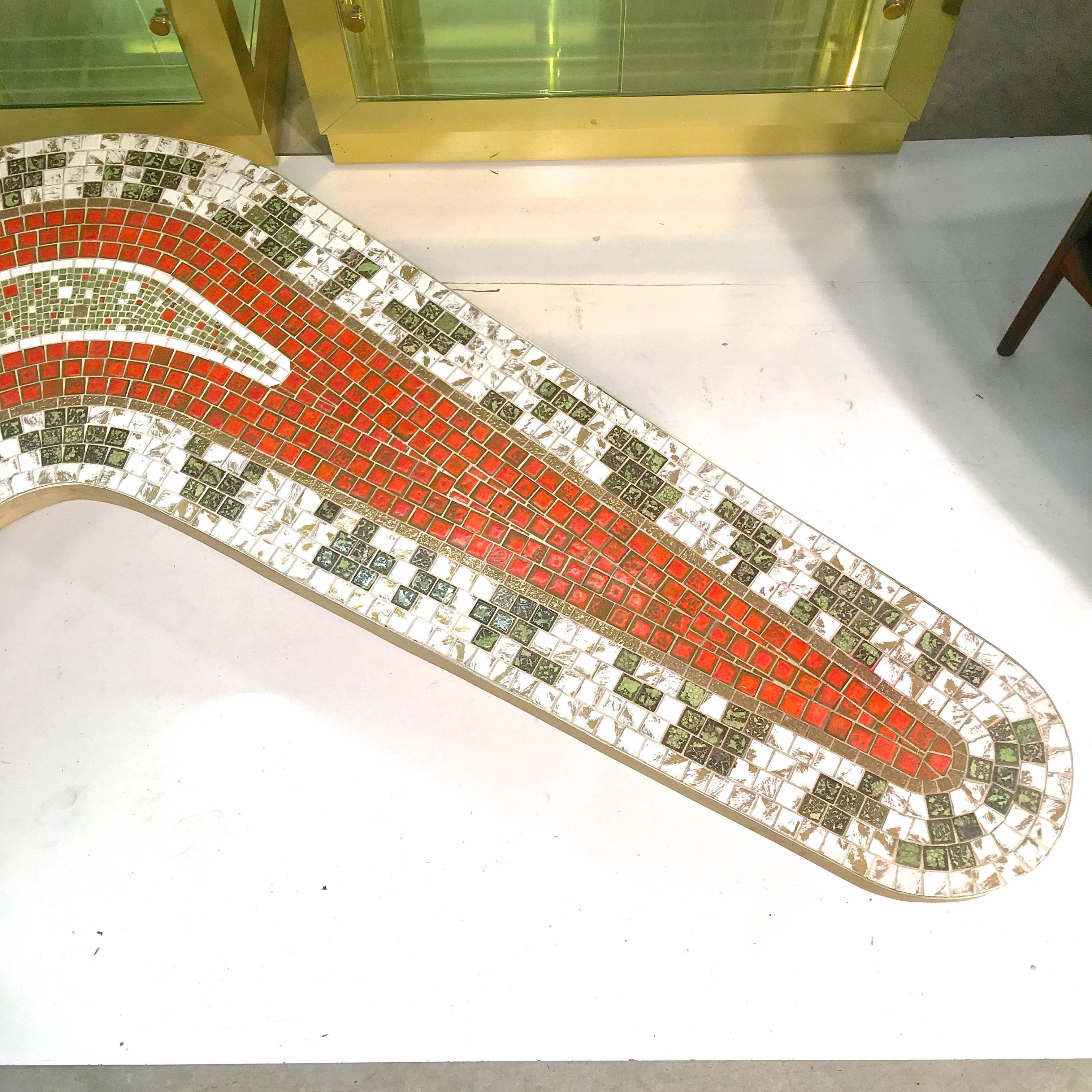 Ceramic Boomerang Mosaic Tile Cocktail Table