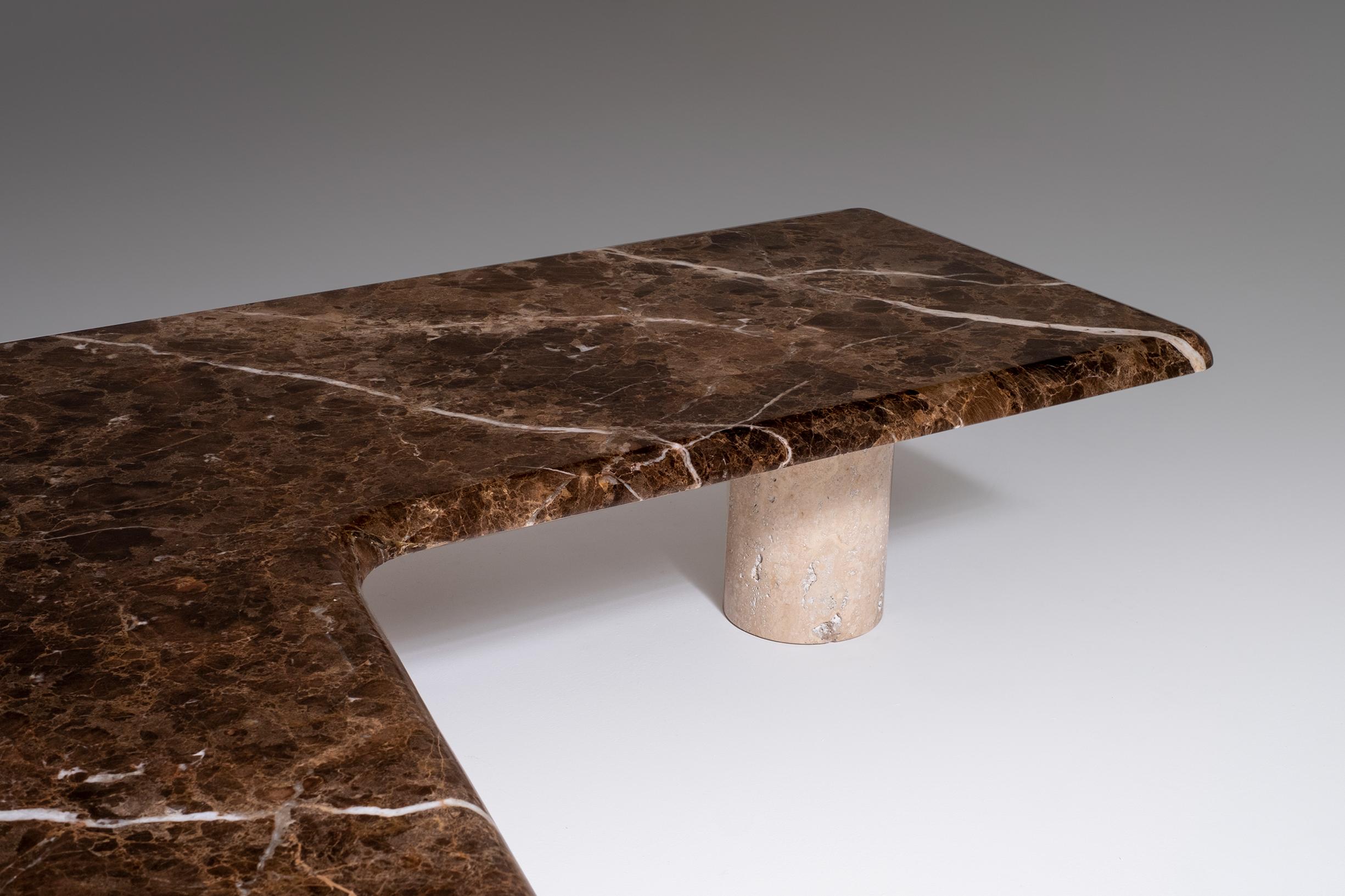 Boomerang Shaped Coffee Table in Marble and Travertine, 1960s In Good Condition In Rotterdam, NL