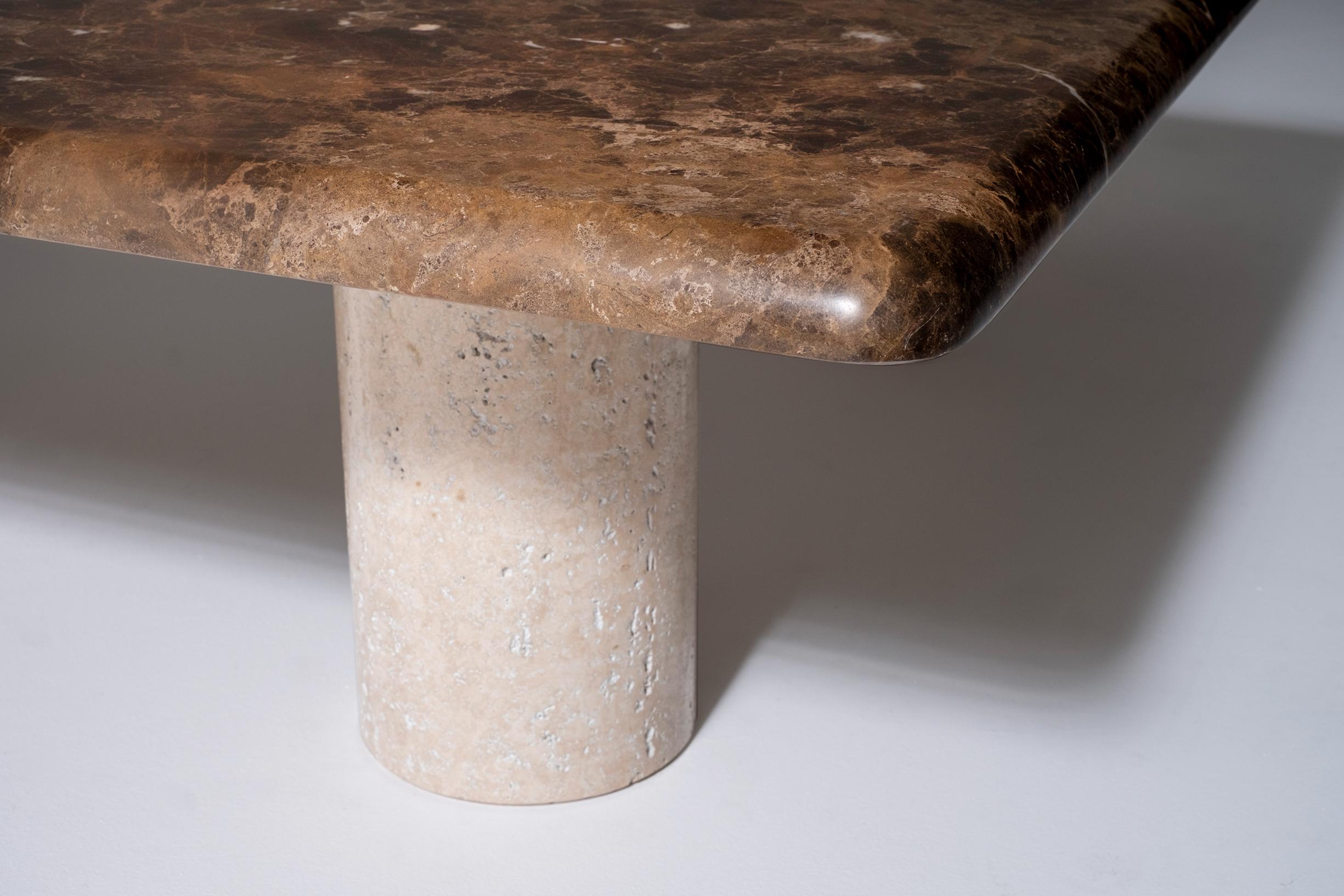 20th Century Boomerang Shaped Coffee Table in Marble and Travertine, 1960s