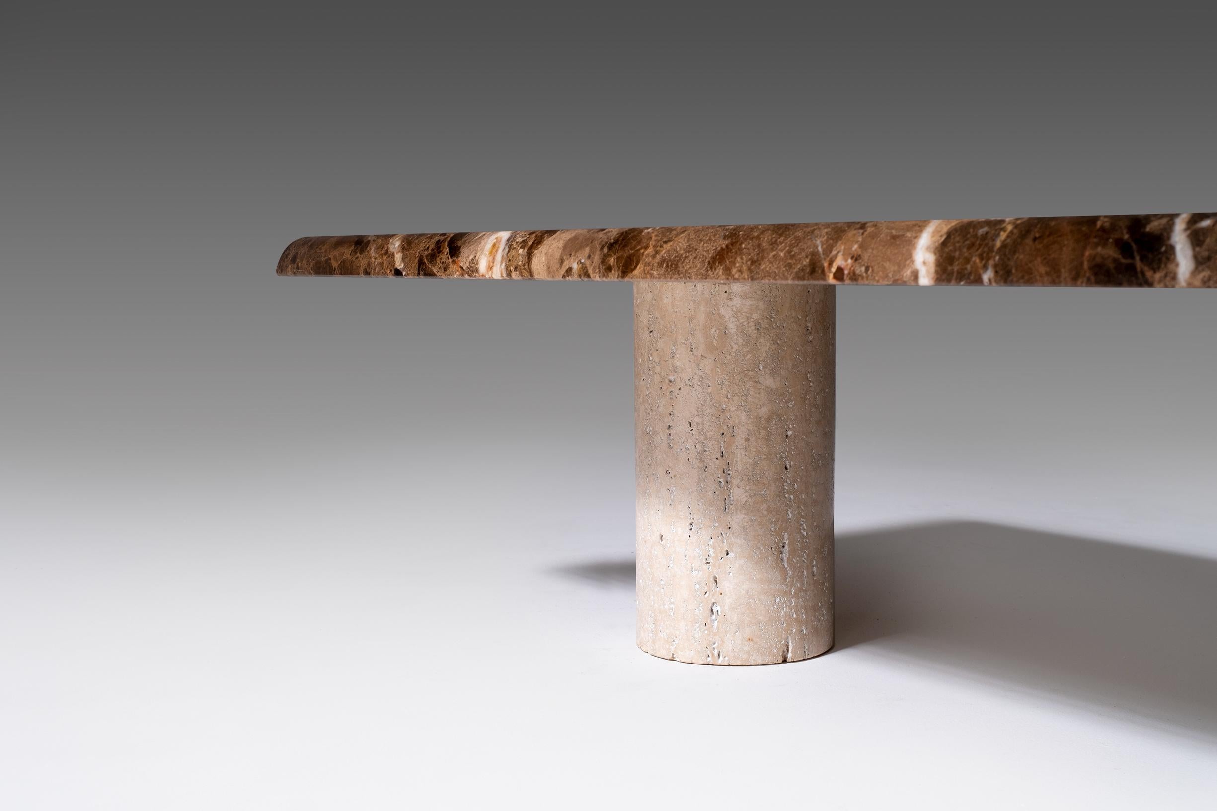 Boomerang Shaped Coffee Table in Marble and Travertine, 1960s 1