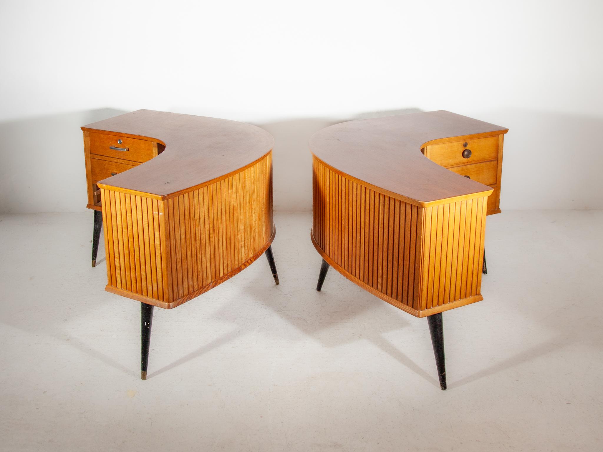 Boomerang Shaped Desk, Shop Counter, 1950s by Alfred Hendrickx For Sale 10
