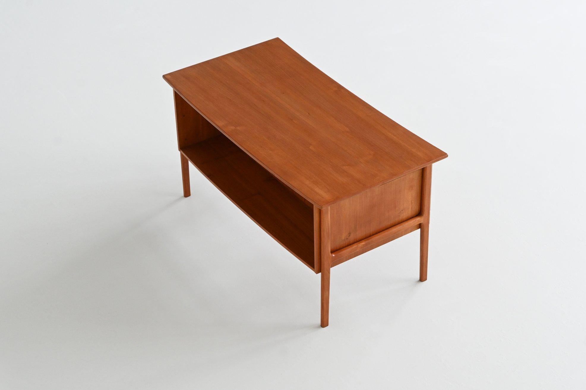 Danish Boomerang shaped writing desk in teak IMHA Mobelfabrik Denmark 1960