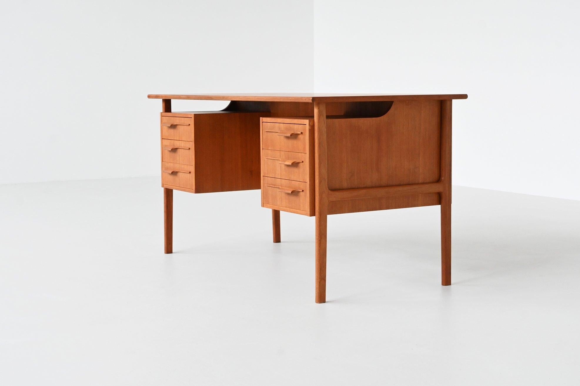 Teak Boomerang shaped writing desk in teak IMHA Mobelfabrik Denmark 1960