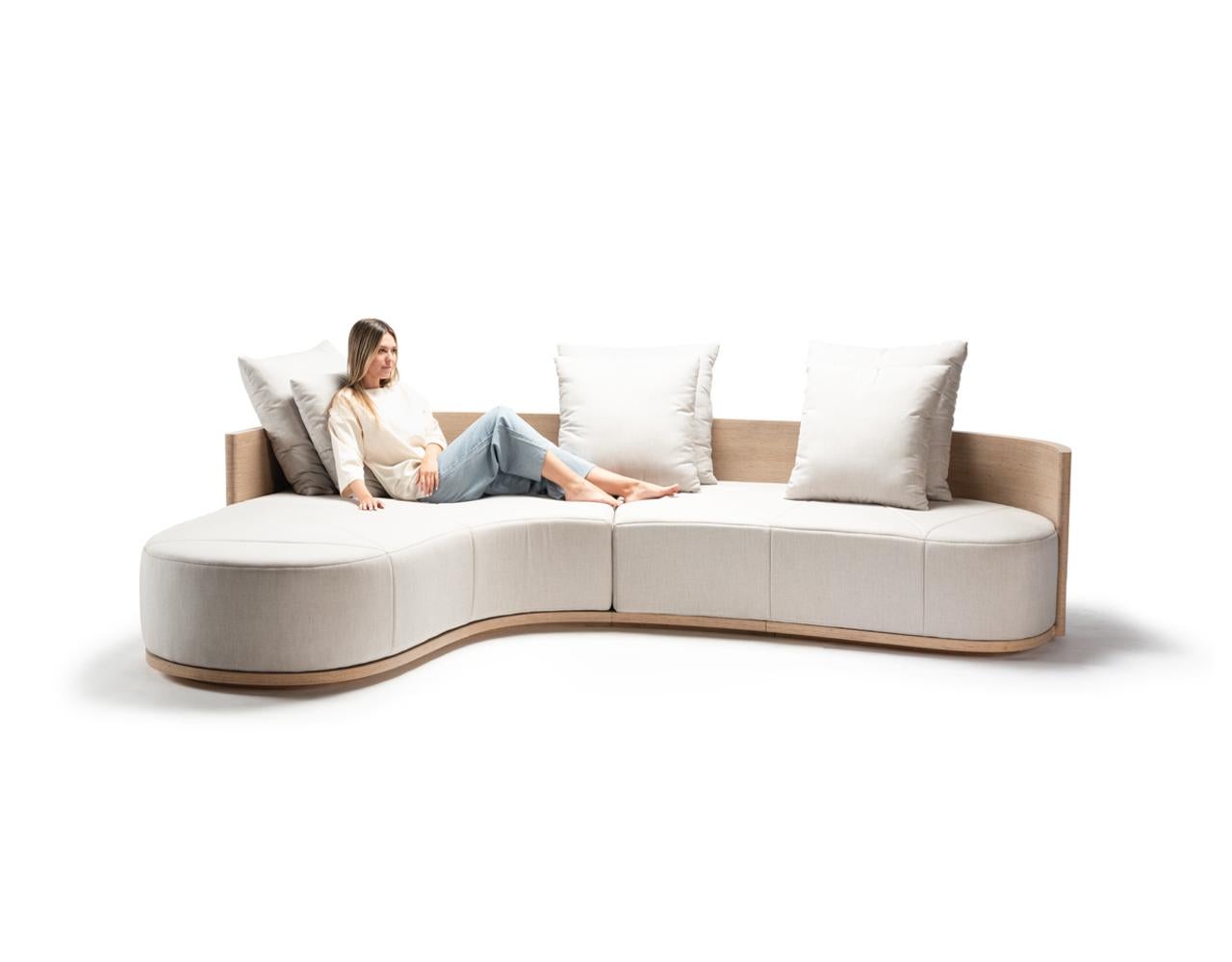 Guatemalan Boomerang Sofa with Corner by Piegatto, a Sculptural Sofa For Sale