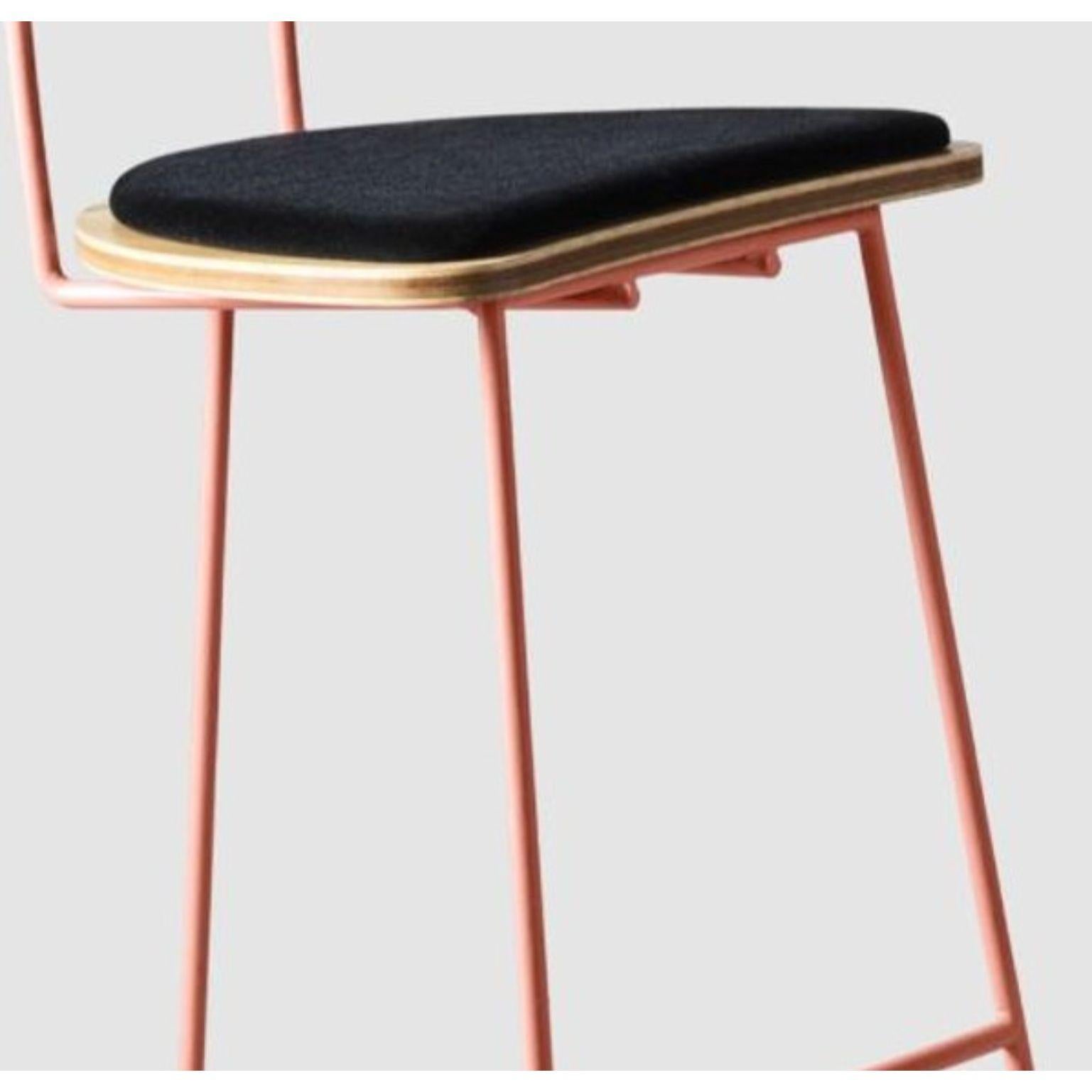 Contemporary Boomerang Stool with Backrest & Copper Finishings by Cardeoli