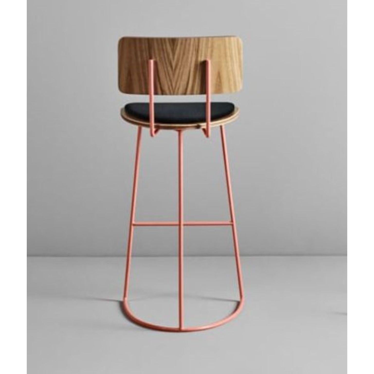 Spanish Boomerang Stool with Backrest & Copper Finishings by Pepe Albargues For Sale
