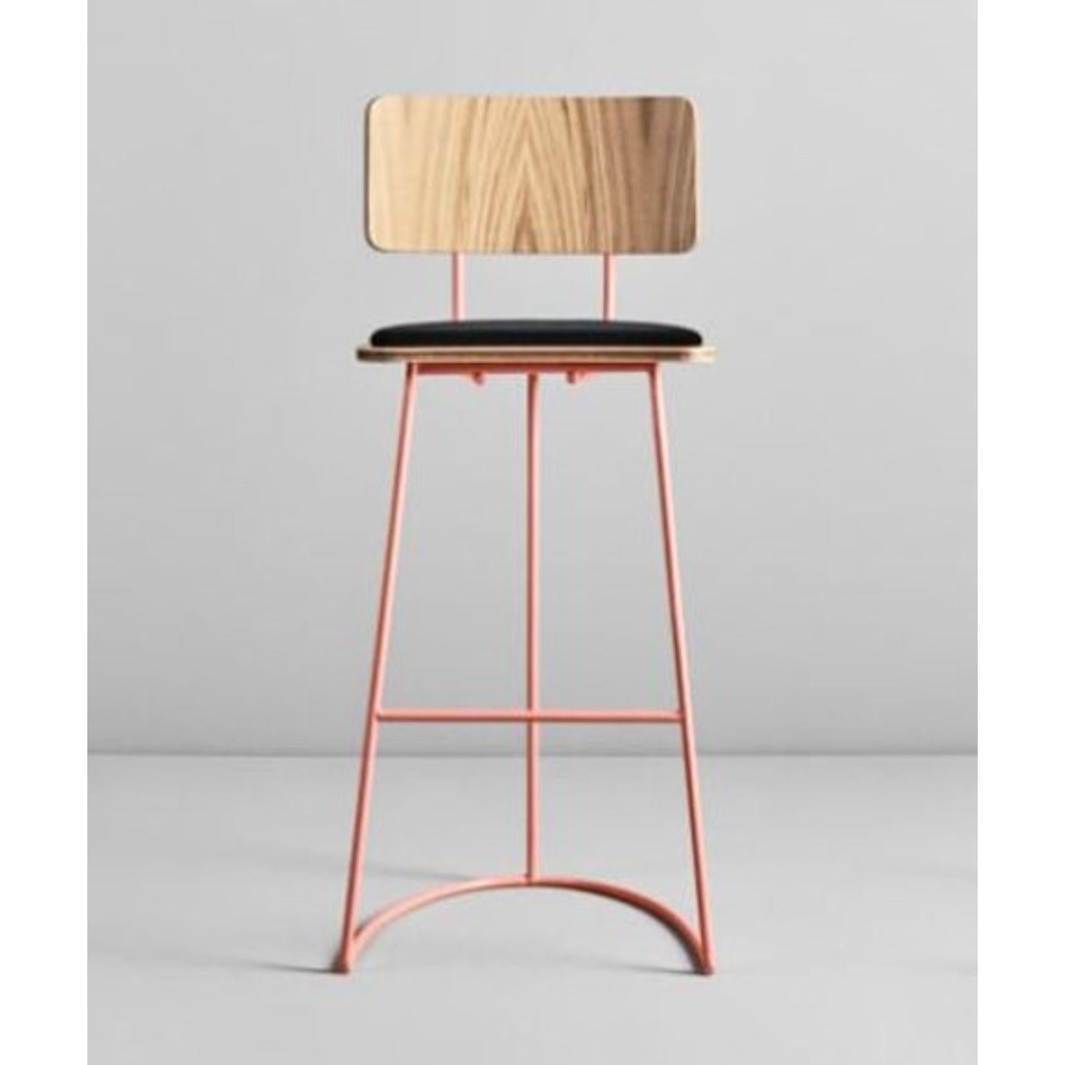 Boomerang Stool with Backrest & Copper Finishings by Pepe Albargues In New Condition For Sale In Geneve, CH
