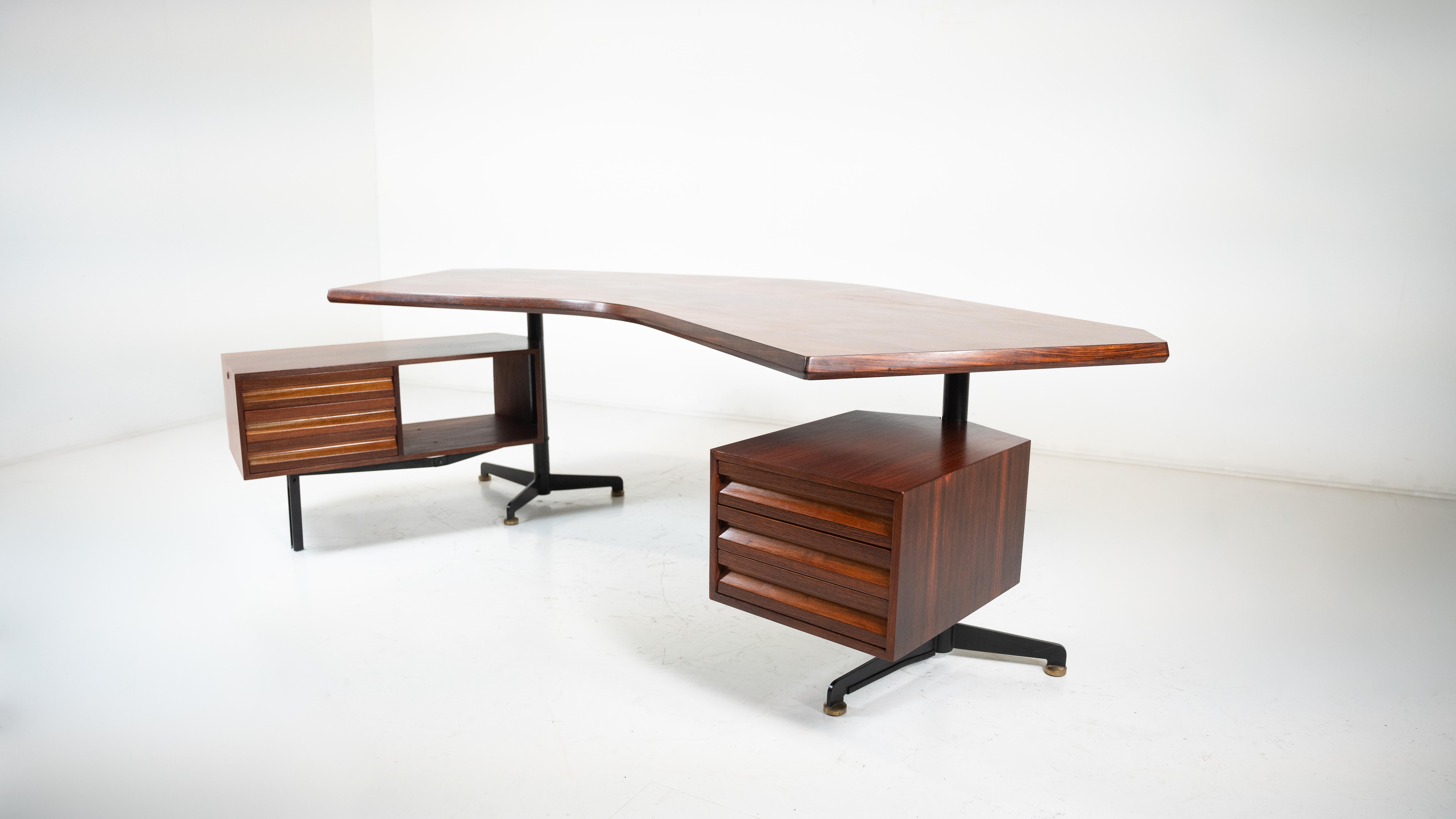 Mid-Century Modern Boomerang T96 Desk by Osvaldo Borsani for Tecno, Italy, 1960s