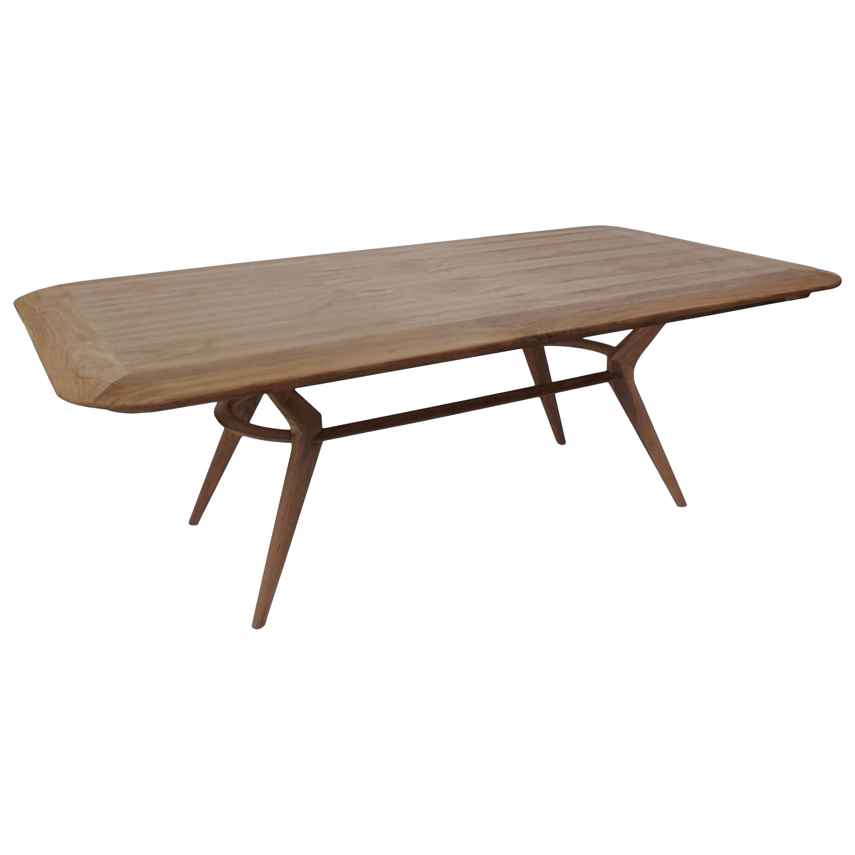 Boomerang, Modern Solid Walnut Wood Rectangular Dining Table 