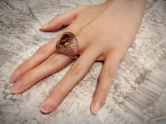 Boon 17.12 Carat Pear Morganite Champagne Diamond Pink Sapphire Rose Gold Ring