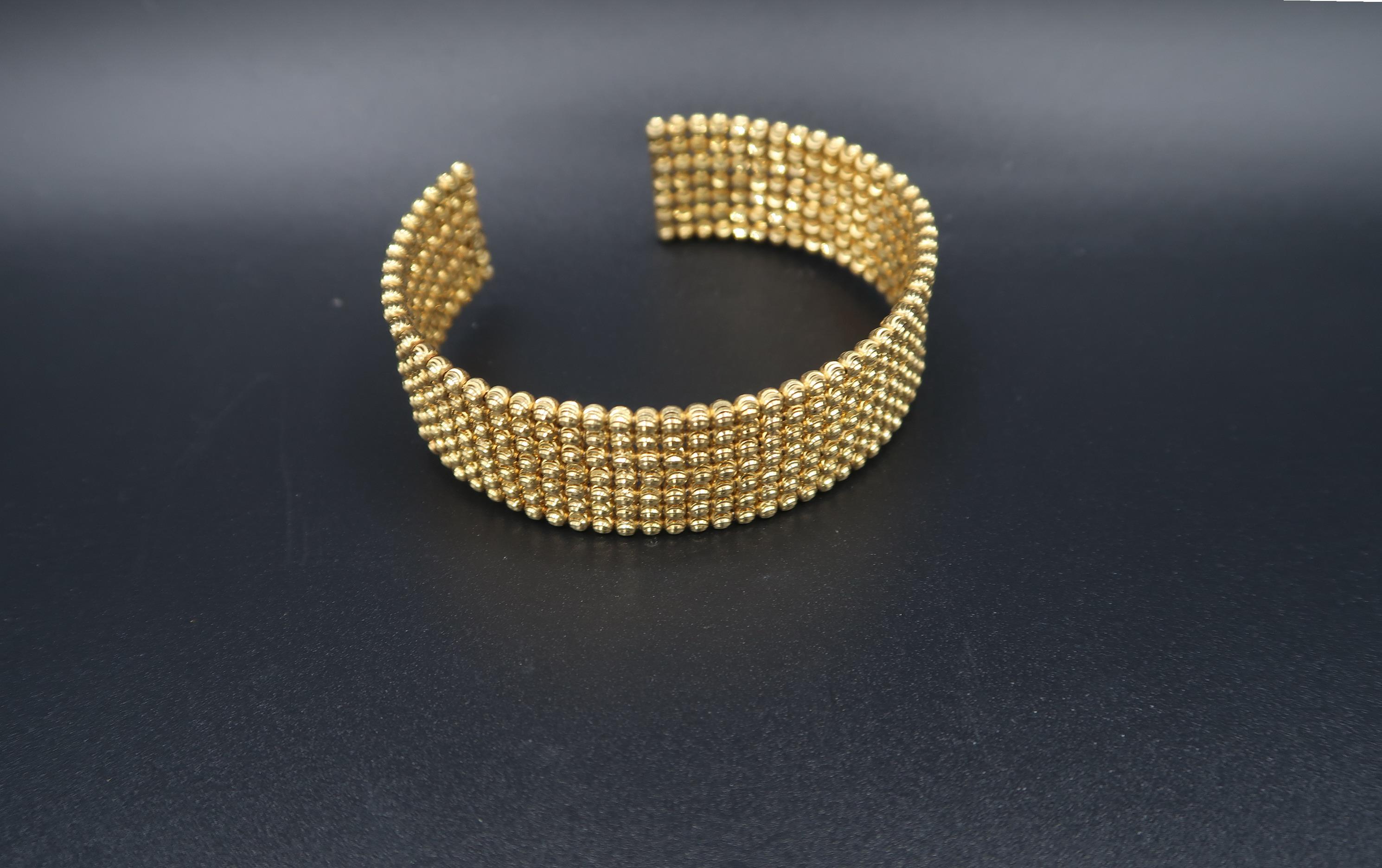 BOON 18K Gold Faceted Bead 7 Rows Bangle In New Condition In Bangkok, TH