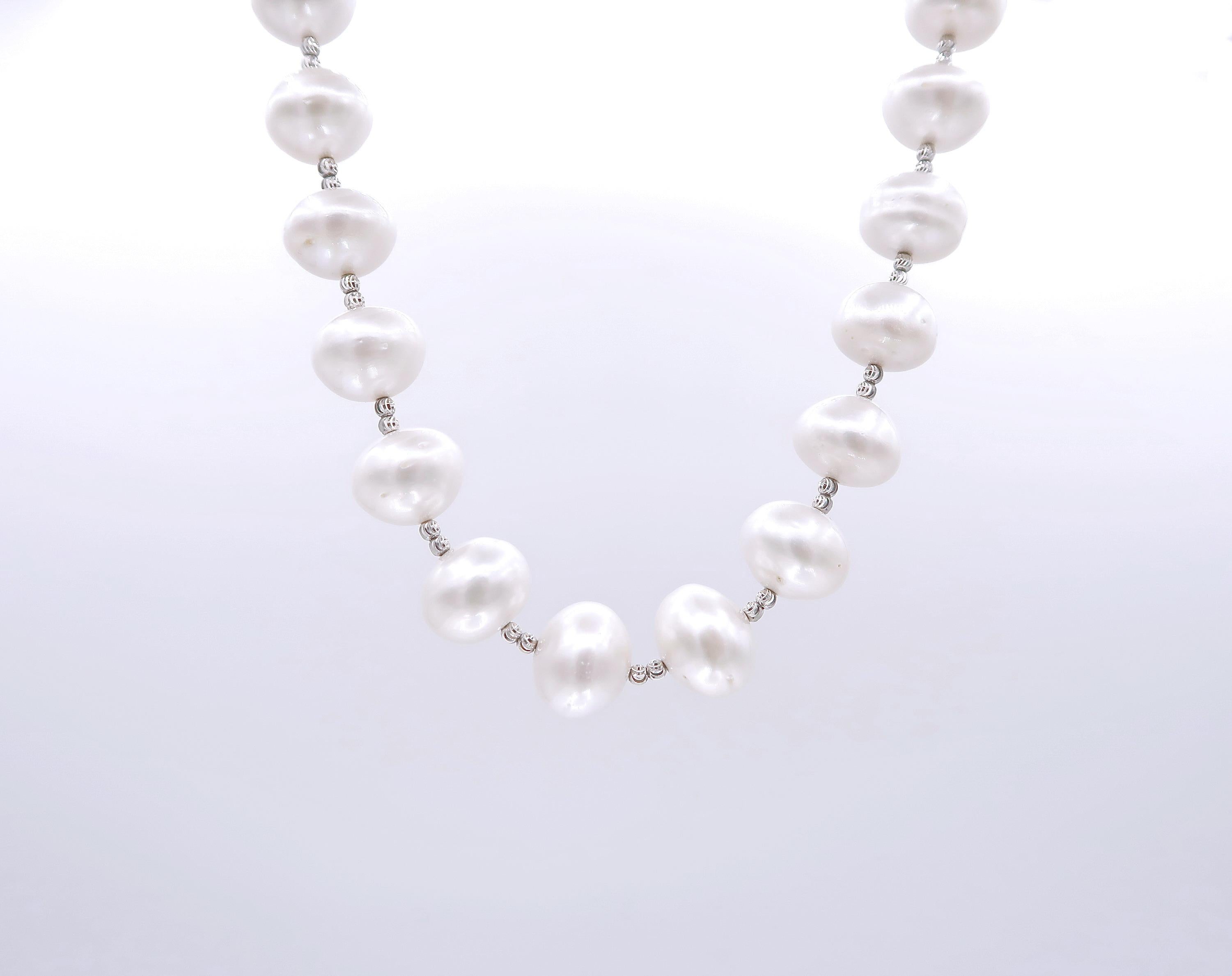 BOON 22 inch White South Sea Pearl Strand Necklace White Gold Beads In New Condition In Bangkok, TH