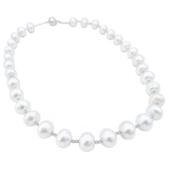 BOON 22 inch White South Sea Pearl Strand Necklace White Gold Beads