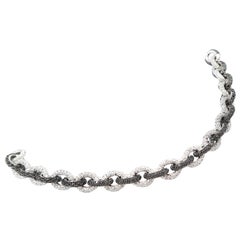 18K Gold Pavé Black and White Diamond Chain Bracelet