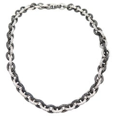 BOON Black and White Diamond Pavé Link Chain Necklace in 18 Karat Gold