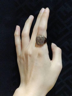 Champagne Brown Diamond Wide Ridge Ring in 18 Karat Pink Rose Gold