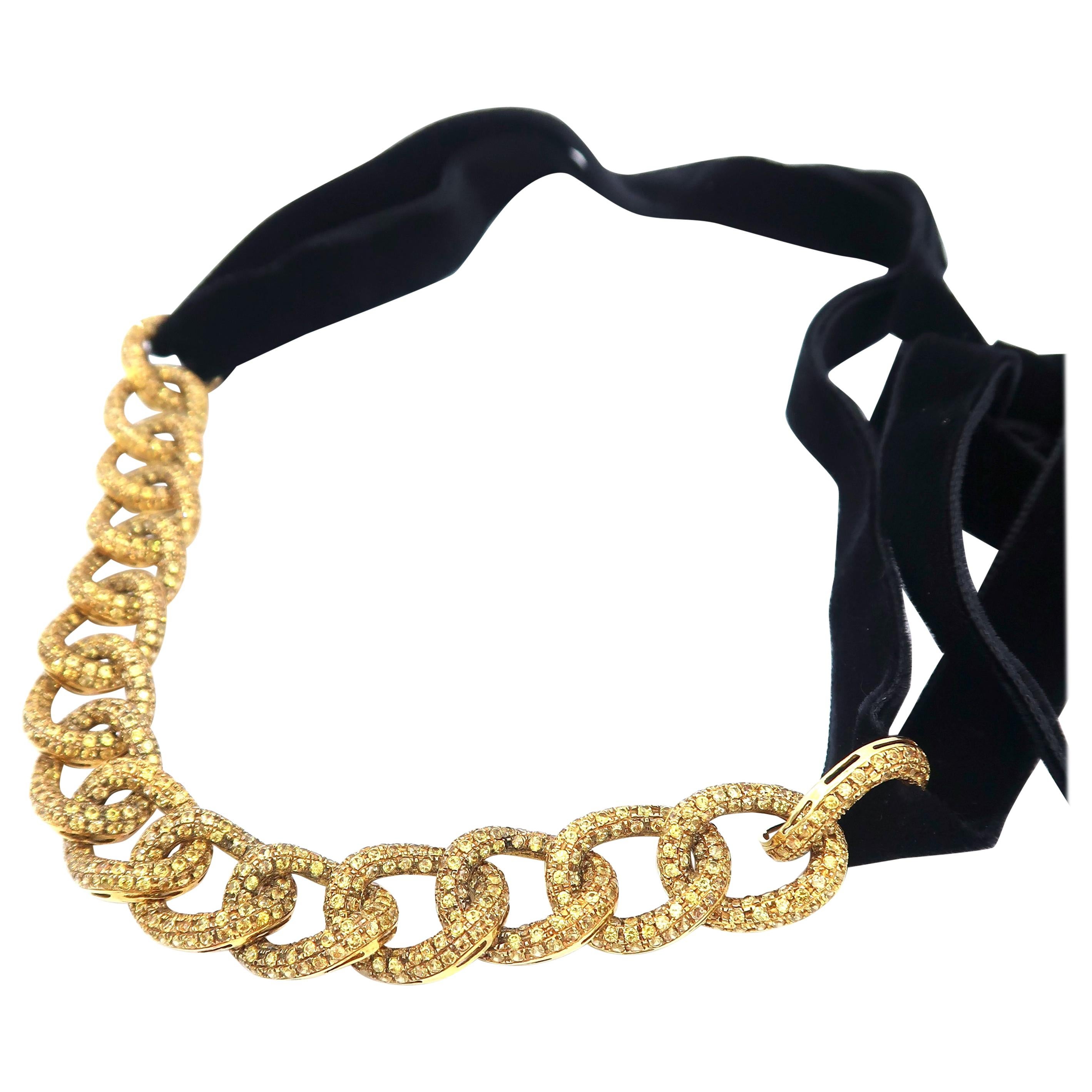 Boon Chunky Yellow Sapphire 18 Karat Gold Curb Chain Link Bracelet For Sale