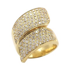 BOON Cross Wide Pavé Diamond Yellow Gold Ring
