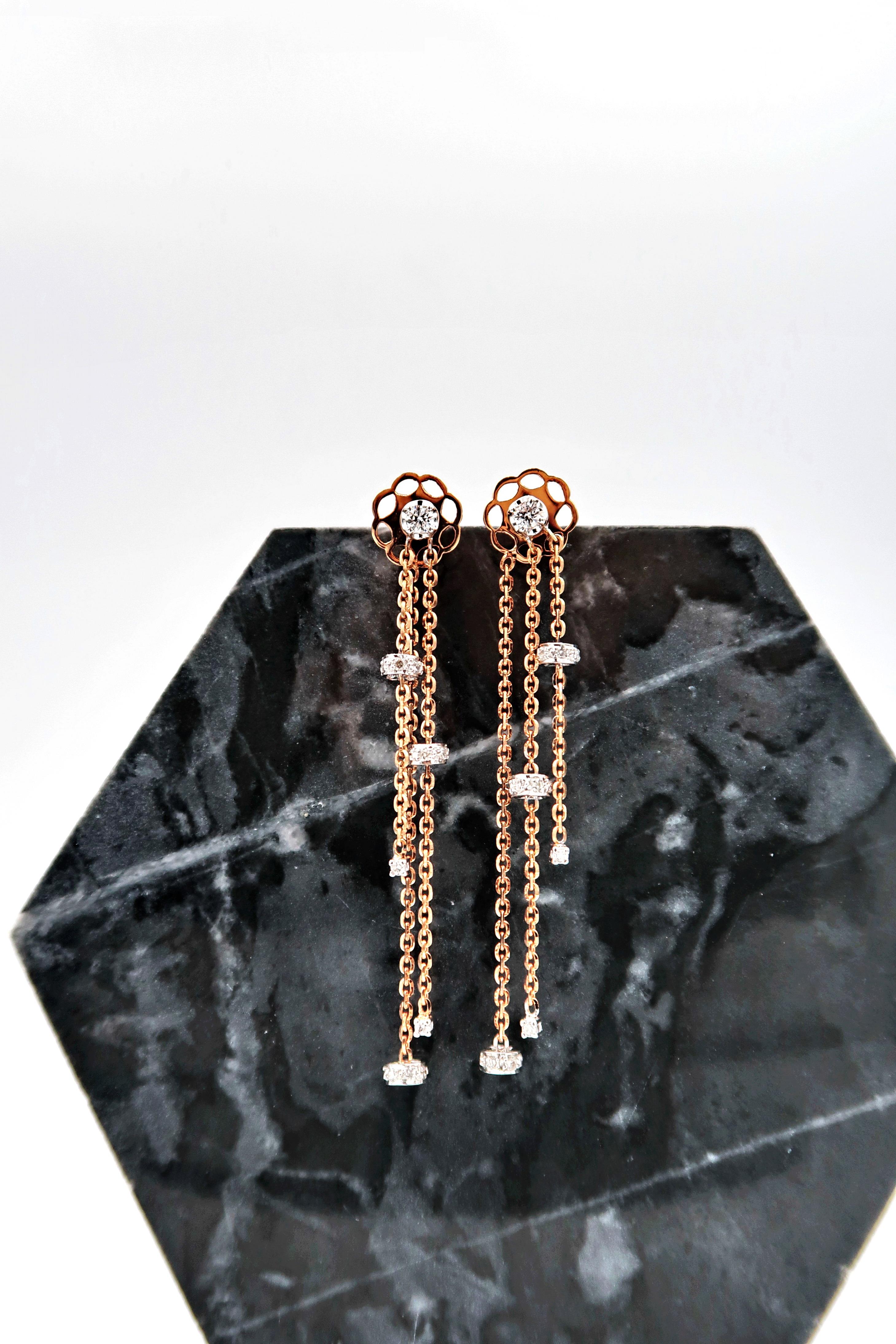 gold dangle chain earrings