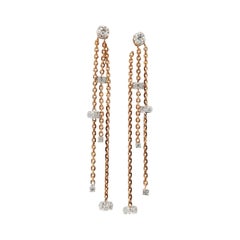 Boon Dangle Chain Diamond Front Back Earrings in 18k Rose and White Gold