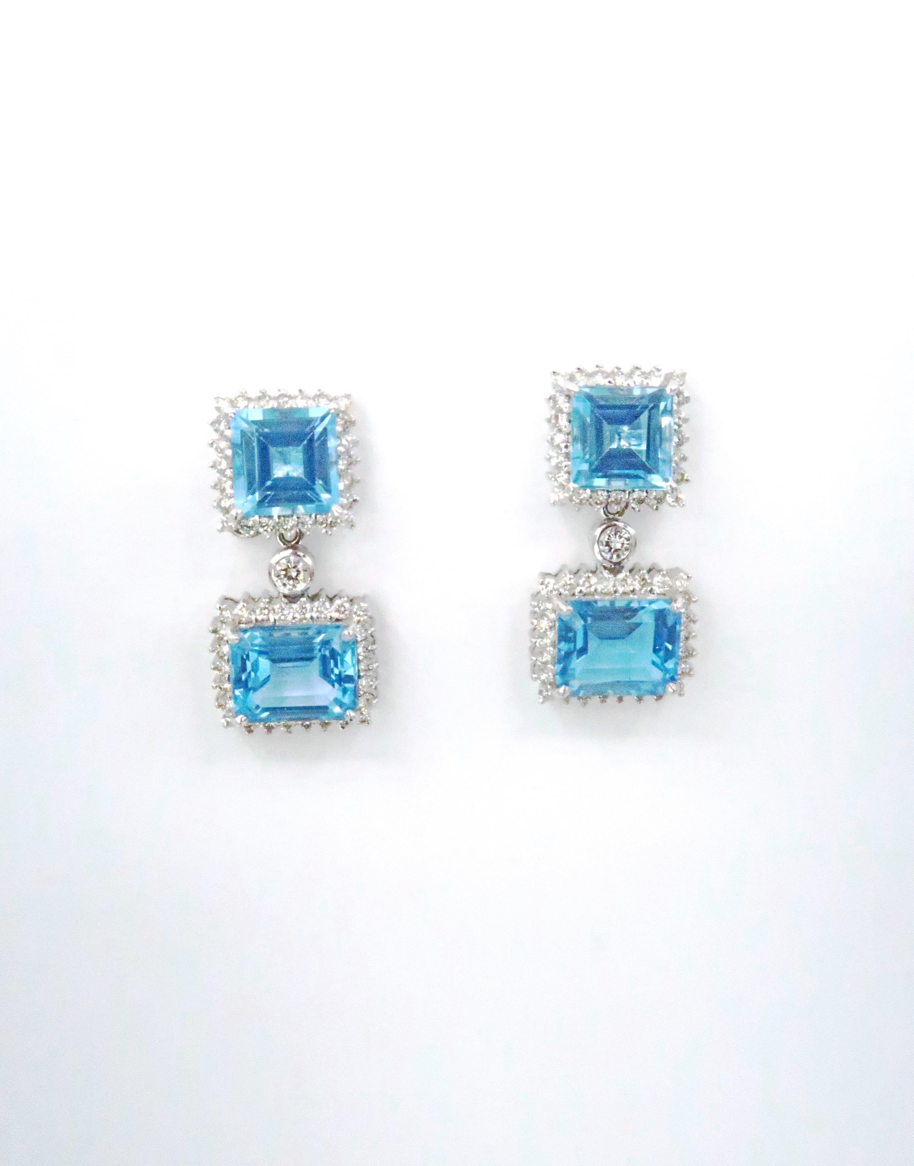 square earrings hanging