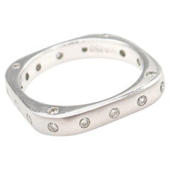 Boon Diamond Dotted Square Shaped Stackable Matte 18 Karat White Gold Band