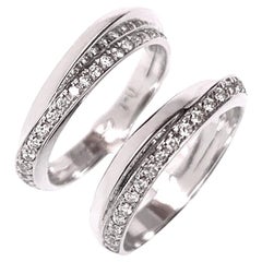 Boon Disseggt 2-2-Row Diamond 18K White Gold Signature Band Ring