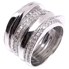 Boon Disseggt 4-Row Diamond 18K White Gold Signature Band Ring