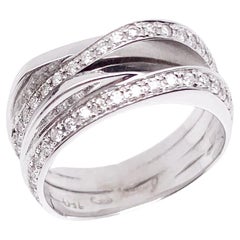 Boon Disseggt 4-Row Diamond 18K White Gold Signature Band Ring