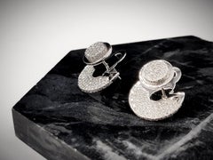 Boon Front Back Disc Diamond Pavé 18 Karat White Gold Earrings
