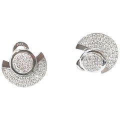 BOON Front Back Disc Diamond Pavé 18 Karat White Gold Earrings