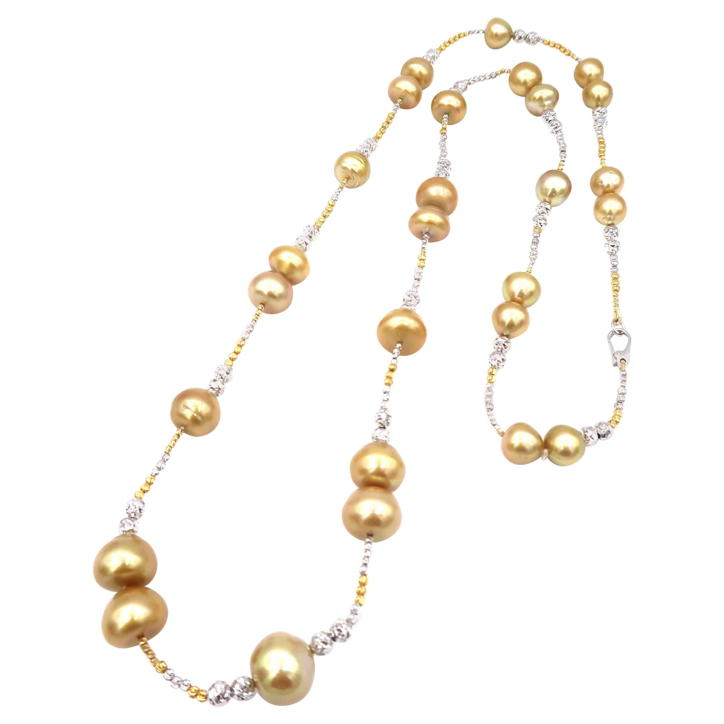 Boon Long Strand Gold South Sea Pearl Necklace