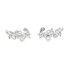 BOON Moving Across the Starry Pearly Sky Diamond 18k Gold Ear Cuff Earrings