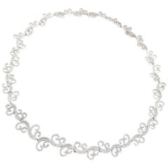 BOON Paisley Leaf Diamond White Gold Necklace 18.5 inch