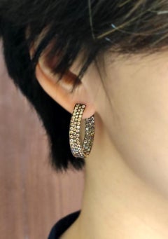 Boon Signature Brown Champagne Diamond Twisted Hoops in 18K Rose Gold