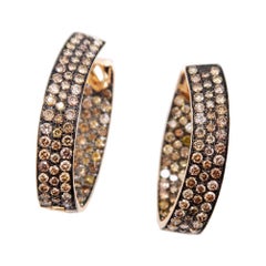 Boon Signature Brown Champagne Diamond Twisted Hoops in 18K Rose Gold