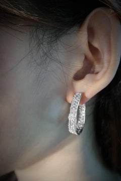 Boon Signature Diamond Twisted Hoops in 18K White Gold
