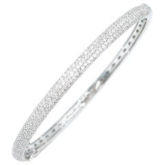 BOON Simple 4.5mm Wide White Diamond 18K White Gold Slim Thin Bangle 